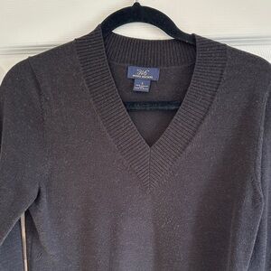 Brooks Brothers Brown V-Neck Wool Sweater